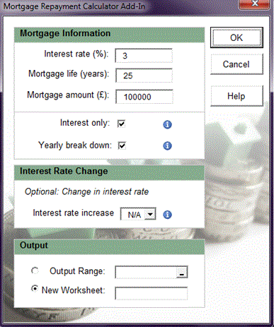 Image of VBA mortgage calculator form